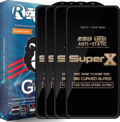 Roxel Edge To Edge Tempered Glass for TECNO SPARK 10 PRO(Pack of 4)