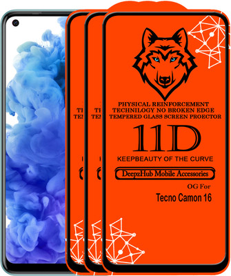 DeepzHub Edge To Edge Tempered Glass for Tecno Camon 16(Pack of 3)