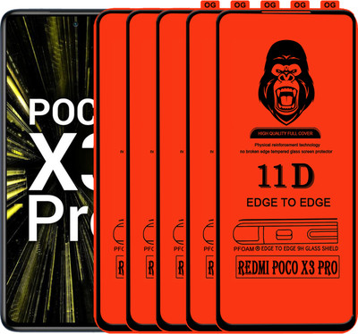 Laxdom Edge To Edge Tempered Glass for REDMI POCO X3 PRO(Pack of 5)