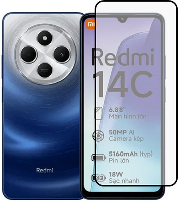 VISHRN Edge To Edge Tempered Glass for MI Redmi 14C 5G, Redmi 14C 5G(Pack of 1)