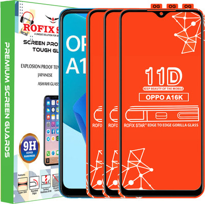 Rofix star Edge To Edge Tempered Glass for OPPO A16K(Pack of 3)