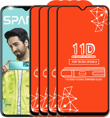 Roxel Edge To Edge Tempered Glass for Tecno Spark 8(Pack of 4)