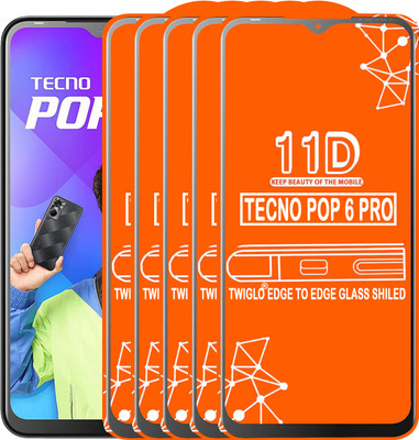 TWIGLO Edge To Edge Tempered Glass for TECNO POP 6 PRO(Pack of 5)