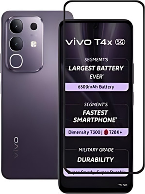 Techforce Edge To Edge Tempered Glass for Vivo T4X 5G, Tempered Glass Edge To Edge Screen Protector Full Coverage Screen Guard For Vivo T4X 5G(Pack of 1)