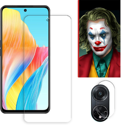 SOMTONE Edge To Edge Tempered Glass for Oppo A98 5G FRONT Tempered Glass Screen Protector | Anti-Scratch | Edge to Edge Full Coverage | 9H Hardness ( 1 FRONT SCREEN GUARD + 1 CAMERA LENS PROTECTOR + 1 FREE BACK EMBOSSED SKIN026 )(Pack of 1)