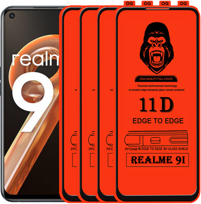 Laxdom Edge To Edge Tempered Glass for REALME 9I(Pack of 4)
