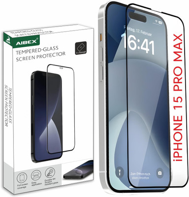 AIBEX Edge To Edge Tempered Glass for Apple iPhone 15 Pro Max| 9H Hardness | Anti-Glare & Anti-Fingerprint | Water Resistant | Edge-to-Edge Full Screen Protector | Bubble-Free Installation(Pack of 1)