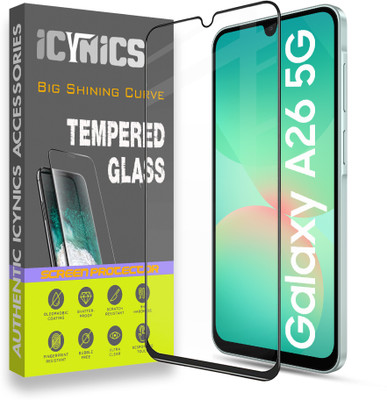 ICYNICS Edge To Edge Tempered Glass for Samsung A26 5G, Anti-Fingerprint, Waterproof, Oil-resistant, Bubble-Free, Anti-Static, Scratch Resistant Full Coverage with Wooden box to ensure safety(Pack of 1)