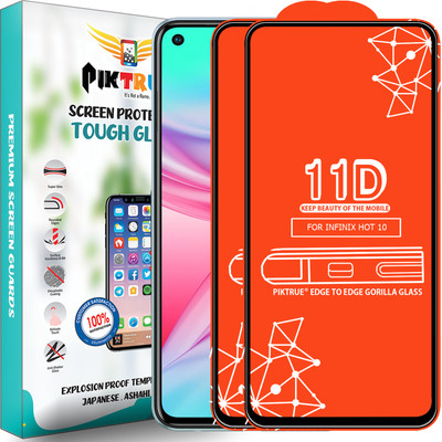 PikTrue Edge To Edge Tempered Glass for Infinix Hot 10(Pack of 2)