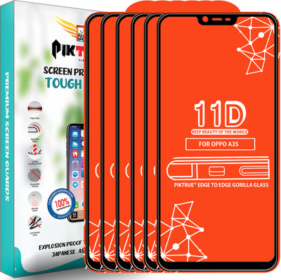 PikTrue Edge To Edge Tempered Glass for Oppo A3s(Pack of 6)