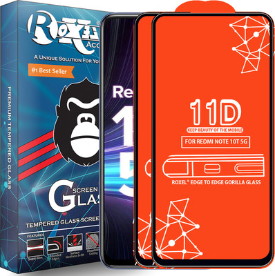 Roxel Edge To Edge Tempered Glass for Redmi Note 10T 5G(Pack of 2)
