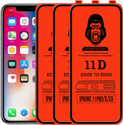 Laxdom Edge To Edge Tempered Glass for Apple iPhone X(Pack of 3)