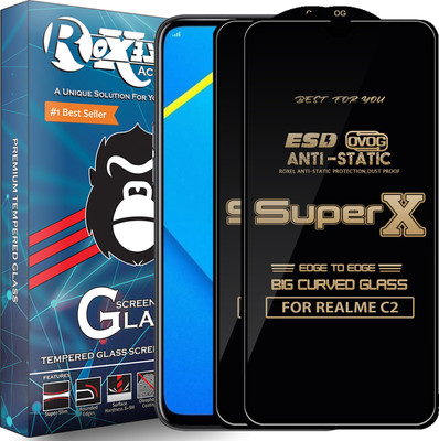 Roxel Edge To Edge Tempered Glass for REALME C2(Pack of 2)