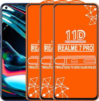 TWIGLO Edge To Edge Tempered Glass for REALME 7 PRO(Pack of 3)