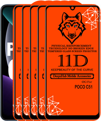 DeepzHub Edge To Edge Tempered Glass for POCO C51(Pack of 5)
