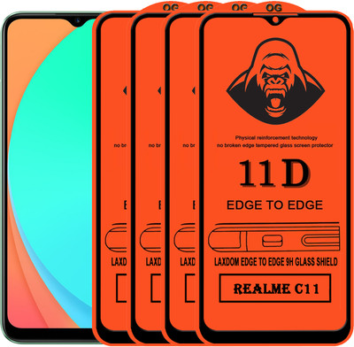 Laxdom Edge To Edge Tempered Glass for REALME C11(Pack of 4)