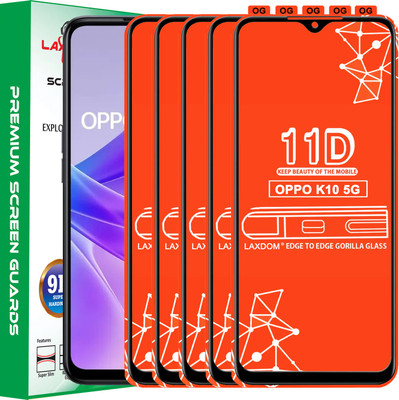 Laxdom Edge To Edge Tempered Glass for OPPO K10 5G(Pack of 5)