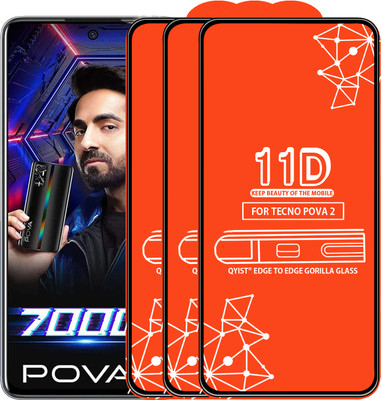 Qyist Edge To Edge Tempered Glass for Tecno Pova 2(Pack of 3)