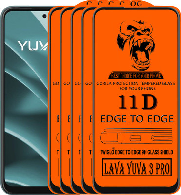 TWIGLO Edge To Edge Tempered Glass for LAVA YUVA 3 PRO(Pack of 5)
