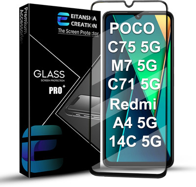 EITANSHA CREATION Edge To Edge Tempered Glass for Redmi A4 5G, Redmi 14C 5G, POCO C75 5G, POCO M7 5G, POCO C71(Pack of 1)