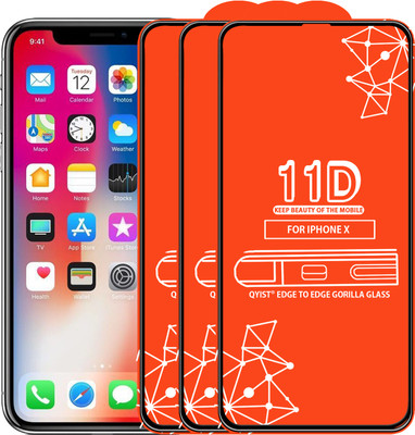 Qyist Edge To Edge Tempered Glass for Apple iPhone X(Pack of 3)