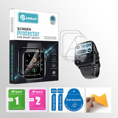 ARBAN Edge To Edge Tempered Glass for Fire-Boltt Ninja Pro Max Ultra 2.01 inch Smartwatch 3 PROTECTOR + 3 WIPES + 3 DUST REMOVAL STICKER + 1 WIPER(Pack of 3)