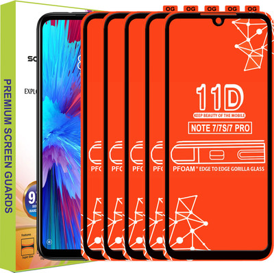 PFOAM Edge To Edge Tempered Glass for REDMI NOTE 7S(Pack of 5)