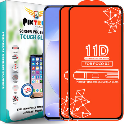 PikTrue Edge To Edge Tempered Glass for Poco X2(Pack of 2)