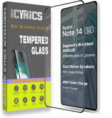 ICYNICS Edge To Edge Tempered Glass for Redmi Note 14 5G, Anti-Fingerprint, Scratch Resistant, Waterproof, Oil-resistant, Bubble-Free, Anti-Static with Full Screen Coverage & Easy Installation(Pack of 1)