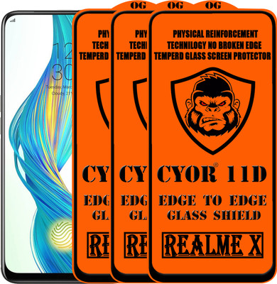 CYOR Edge To Edge Tempered Glass for Realme X(Pack of 3)