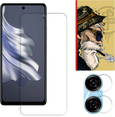 ARBAN Edge To Edge Tempered Glass for Tecno Spark 20P 4G Tempered Glass Screen Protector | Anti-Scratch | Edge to Edge Full Coverage | 9H Hardness ( 1 FRONT SCREEN GUARD + 1 CAMERA LENS PROTECTOR + 1 FREE BACK EMBOSSED SKIN001 )(Pack of 1)