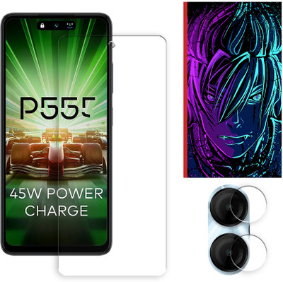 SOMTONE Edge To Edge Tempered Glass for Itel P55 4G Tempered Glass Screen Protector | Anti-Scratch | Edge to Edge Full Coverage | 9H Hardness (1 FRONT SCREEN GUARD + 1 CAMERA LENS PROTECTOR + 1 FREE BACK EMBOSSED SKIN002)(Pack of 1)