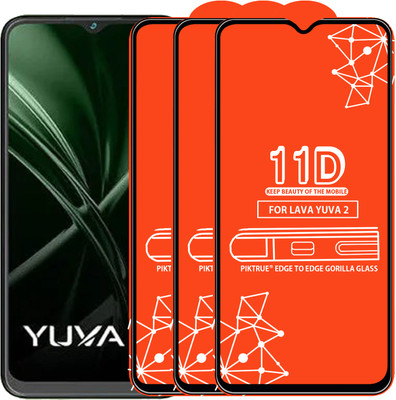 PikTrue Edge To Edge Tempered Glass for LAVA YUVA 2(Pack of 3)
