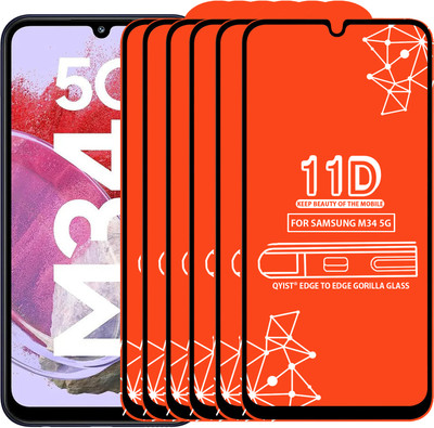 Qyist Edge To Edge Tempered Glass for Samsung M34 5G(Pack of 6)