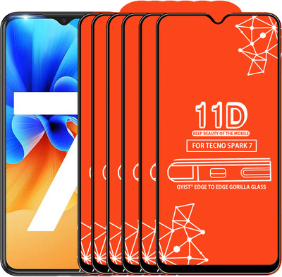 Qyist Edge To Edge Tempered Glass for Tecno Spark 7(Pack of 6)
