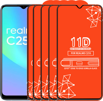 Qyist Edge To Edge Tempered Glass for Realme C25S(Pack of 5)