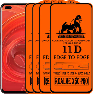 TWIGLO Edge To Edge Tempered Glass for REALME X50 PRO(Pack of 4)