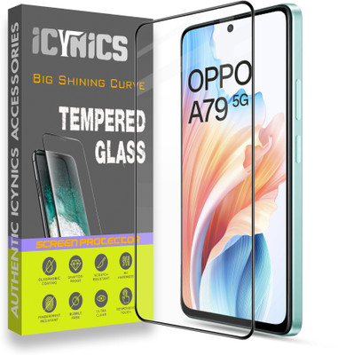 ICYNICS Edge To Edge Tempered Glass for Oppo A79 5G, Anti-Fingerprint, Waterproof, Oil-resistant, Bubble-Free, Anti-Static, Scratch Resistant Full Coverage with Wooden box to ensure safety(Pack of 1)