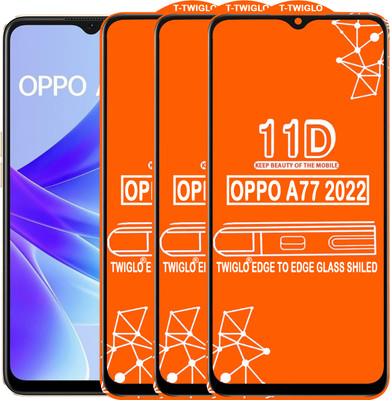 TWIGLO Edge To Edge Tempered Glass for OPPO A77 2022(Pack of 3)