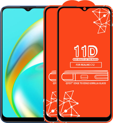 Qyist Edge To Edge Tempered Glass for Realme C12(Pack of 2)