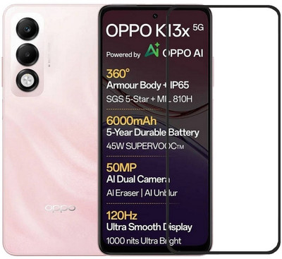 DSCASE Edge To Edge Tempered Glass for OPPO K13x 5G, OPPO K13x(Pack of 1)