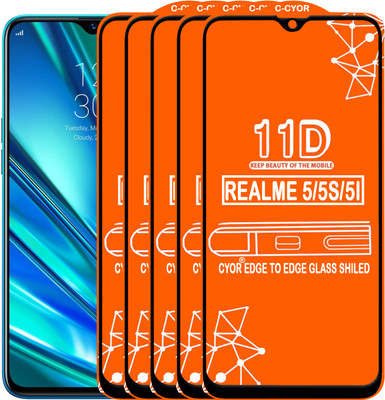 CYOR Edge To Edge Tempered Glass for REALME 5(Pack of 5)