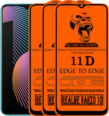 TWIGLO Edge To Edge Tempered Glass for REALME NARZO 10(Pack of 3)