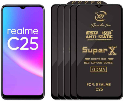 GDMA Edge To Edge Tempered Glass for REALME C25(Pack of 5)