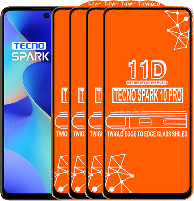 TWIGLO Edge To Edge Tempered Glass for TECNO SPARK 10 PRO(Pack of 4)