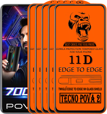 TWIGLO Edge To Edge Tempered Glass for TECNO POVA 2(Pack of 5)