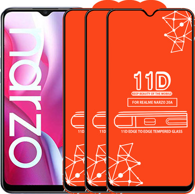 Roxel Edge To Edge Tempered Glass for Realme Narzo 20A(Pack of 3)