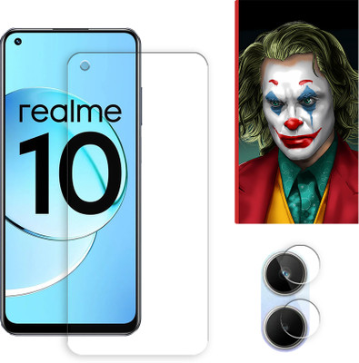 SOMTONE Edge To Edge Tempered Glass for Realme 10 4G Tempered Glass Screen Protector | Anti-Scratch | Edge to Edge Full Coverage | 9H Hardness ( 1 FRONT SCREEN GUARD + 1 CAMERA LENS PROTECTOR + 1 FREE BACK EMBOSSED SKIN026 )(Pack of 1)