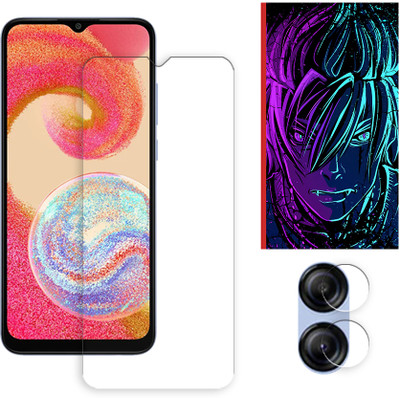 ARBAN Edge To Edge Tempered Glass for Samsung Galaxy A04e 4G Tempered Glass Screen Protector | Anti-Scratch | Edge to Edge Full Coverage | 9H Hardness (1 FRONT SCREEN GUARD + 1 CAMERA LENS PROTECTOR + 1 FREE BACK EMBOSSED SKIN002)(Pack of 1)
