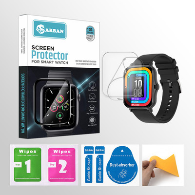 ARBAN Edge To Edge Tempered Glass for Fire-Boltt Beast 1.69 inch Smartwatch 2 PROTECTOR + 2 WIPES + 2 DUST REMOVAL STICKER + 1 WIPER(Pack of 2)